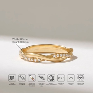 Standard Grade Twisted Lab Grown Diamond with Gold Intertwining Ring Band for Women Wearing Jewelry <b>Low</b> Prices - Product Image 6