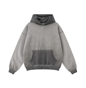 Sudadera con Capucha para Hombre, Estilo Vintage, Lavada al Ácido, Desgastada, 380 g/m², Talla Grande, Sin Cordones, 100% Algodón - Product Image 1