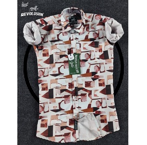 Chemise à manches longues pour hommes slub importée de qualité supérieure Tissu anti-boulochage respirant géométrique de style vintage durable pour les soirées d'été - Product Image 1