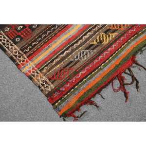 5.4x8.4 ft Kilim Turkish Rug, <b>Red</b> Check Vintage Rug <b>Wool</b> - Product Image 5