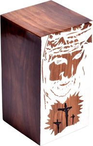 Rosewood Urn for Human Ashes - Cetlic cross And jesus Face Wooden <b>Box</b> - Personalized Cremation Urn for Ashes Handcrafted <b>Large</b> - Product Image 6