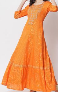 ชุดเดรสยาวแบบ Anarkali สำหรับผู้หญิง ผ้าวิสโคสเรยอน ปักลาย Gotta Patti มีหลายแบบให้เลือก - Product Image 2