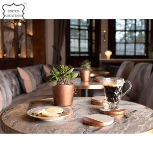 ที่รองแก้วไม้หินอ่อนทรงกลมสไตล์คลาสสิกถ้วยเซรามิกและที่วางเครื่องดื่มสำหรับบ้านสำนักงาน - Product Image 5