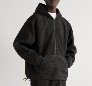 Pull à capuche en polaire sherpa à demi-fermeture éclair avec logo personnalisé OEM Sweat à capuche en polaire micro sherpa pour hommes - Product Image 1