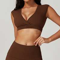Sujetador de Yoga con cuello en V para mujer, Sexy Sujetador deportivo, almohadilla para el pecho desmontable, ropa interior deportiva de moda para mujer, gimnasio, correr, Push up, ropa interior de Yoga
