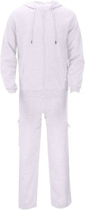 Survêtement pour homme en molleton 100% coton de haute qualité, blanc, coupe ample, avec logo personnalisé, fermeture éclair et épaules tombantes. - Product Image 4