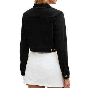 Chaqueta Vaquera de Color Sólido con Logotipo Personalizado, Secado Rápido, Nueva Llegada, Manga Larga con Puños de Botones, Chaqueta Vaquera Corta para Mujer - Product Image 2