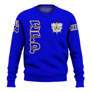 Sudadera Clásica con Cuello Redondo de Sigma Gamma Rho 1922, Azul y Dorado, Ropa Griega de Hermandad, Felpa Premium, Ropa de Invierno para Mujer - Product Image 1