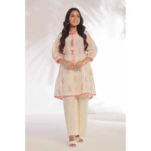 Conjunto de Traje para Mujer sin Costuras, Estampado Jacquard, Color Blanco Hueso - Product Image 2