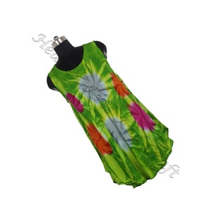 New Arrival Shiny Printed Tie Dye Rayon Fabric Dress For Women Tie Dye Long Maxi <b>Hand</b> Made Dress With Sleeveless Tie Dye Dress - Product Image 1