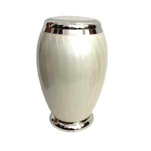 Urna de cremación grabada en níquel blanco agradable ataúd de almacenamiento de cenizas de Metal de estilo americano para adultos - Product Image 4