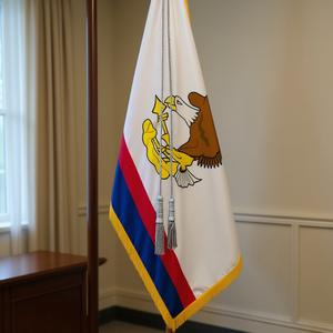 108-Inch Silver <b>Braided</b> Tassel Flag Cord for Indoor Flagpole Display Elegant Display <b>Accessories</b> - Product Image 3