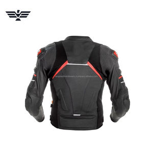 Blouson de moto pour homme en cuir noir/cordura de qualité supérieure – Blouson de motard de course protecteur avec panneaux réfléchissants - Product Image 2