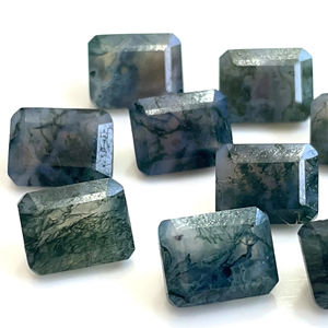 Ágata de musgo de alta calidad natural 10x12mm Octágono facetado de alta calidad-Octágono de ágata de musgo Suelto - Product Image 1