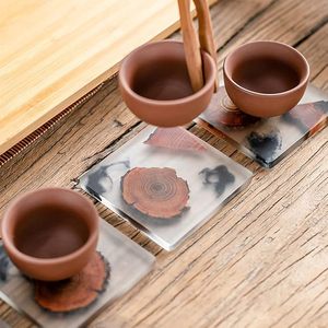 Handcrafted Attractive Wood Resin <b>Table</b> <b>Coaster</b> for Dining <b>Table</b> Wedding Christmas Decoration Family Gathering Parties - Product Image 4