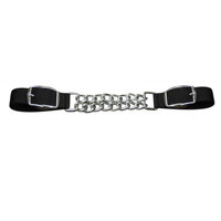Sangle de chaîne à maillons réglable en cuir véritable de style western, double extrémité de chaîne, quincaillerie en acier inoxydable, équestre, personnalisable
