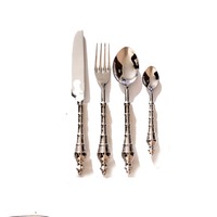 Haute vente acheter à prix réduit conception personnalisée couverts cuillère fourchette couteau luxe argent couverts ensemble or finition poignée