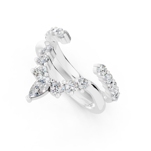 Bague de mariage en or blanc 10 carats fabriquée en usine avec des diamants de laboratoire taillés en poire de style classique pour les fêtes d'anniversaire - Product Image 1