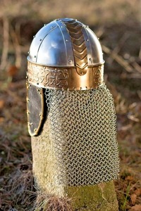 Casco de acero vikingo normando medieval antiguo con casco de armadura de Caballero de cota de malla | Regalo de decoración del hogar por cuchillos de borde - Product Image 4