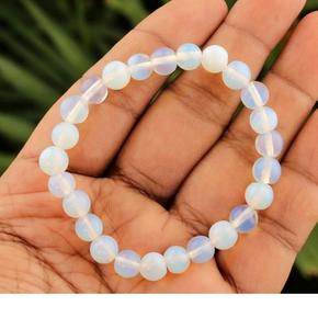 Precio al por mayor y súper calidad en pulseras de cuentas de cristal de opalita de piedra natural de ágata Soha con dije de Buda para joyería - Product Image 3