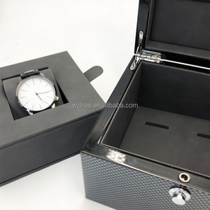 Carbon Fiber Watch <strong>Box</strong> with Button Lock <strong>Removable</strong> Interior Luxury High-Quality Black Watch Display <strong>Box</strong> Custom LOGO - Product Image 3