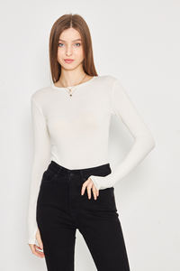 CUERPO DE MANGA LARGA DEDO DE CUELLO REDONDO ROPA INTERIOR DE MUJER CUERPO - Product Image 3