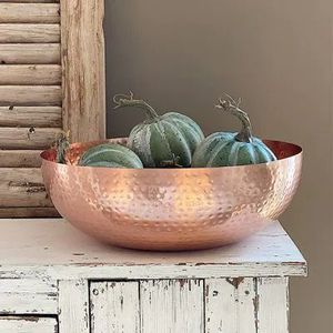 India Craft Hammered Design <b>Big</b> Size Serving <b>Bowl</b> Pure Copper Serving <b>Bowl</b> With Exclusive Design - Product Image 1