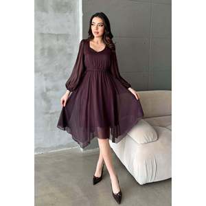 Robe asymétrique chatoyante prune - Prune - Product Image 1