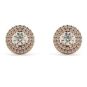 Pendientes de Diseño Redondos con Microincrustaciones y Doble Halo, Diamante Cultivado en Laboratorio de 0.94 Ct en Platino, para Novia o Fiesta - Product Image 2