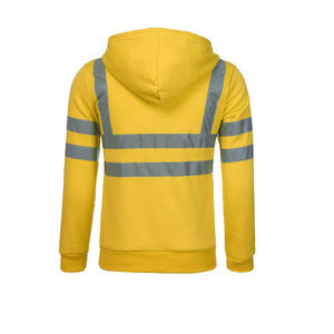 Men's Hi <b>Viz</b> <b>High</b> Visibility <b>Hoodie</b> Jacket Safety Work Reflective Sweatshirt Men With Custom Logo Printed - Product Image 2