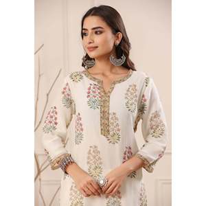 Kurta droite Chandani Chafiya Chanderi en tissu de chiffon - Product Image 1