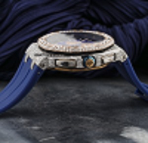 Montre automatique de luxe sertie de moissanite avec bracelet bleu, bijoux hip-hop haut de gamme, aspect diamant VVS - Product Image 5