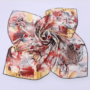 New <b>Square</b> Floral <b>Silk</b> <b>Scarf</b> for Women-Quick Tie Smooth Wrap Loose Feel Easy Shift Elegant Blend All Seasons - Product Image 2