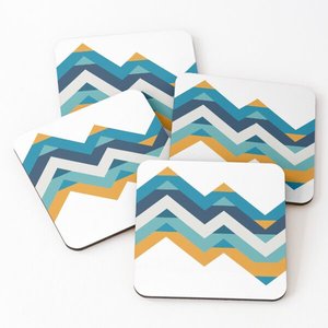 2670 Mango Wood/Acacia Wood Over Printed Tea Serving <b>Coasters</b> 4 Pieces <b>Set</b> - Product Image 6