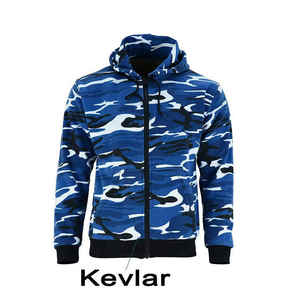 Sweat à capuche de moto certifié CE niveau 2 en maille respirante protégée avec doublure en Kevlar Armoures imperméables et amovibles - Product Image 2