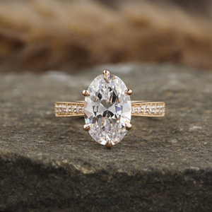 Anillo de compromiso de diamante cultivado en laboratorio de corte ovalado, anillo de compromiso de oro sólido de 14K, regalo para mujer - Product Image 2
