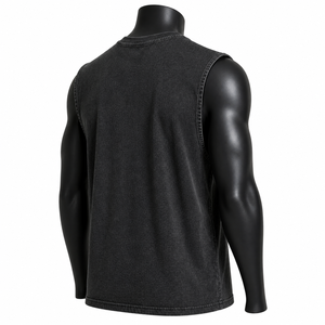 Camiseta sin mangas personalizada para hombre, top gráfico de algodón lavado, estilo gimnasio, ropa urbana, corte muscular, vintage, con efecto ácido. - Product Image 6