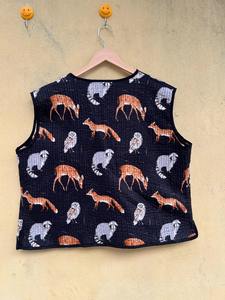 Veste en coton réversible à imprimé animal - Gilet matelassé sans manches pour femme, veste légère de style bohème - Product Image 6