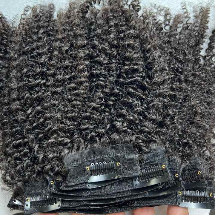 Non Chemical Raw Kinky Curly Clip in Double Drawn 100% Cuticle Aligned Virgin Vietnamese Kinky Curl Hair Extensions