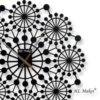 Jam Dinding Baja Jarum Kuarsa Satu Sisi Gaya Art Deco Geometri Suci Mandala Seni 60CM Desain Unik Gaya Antik HL Membuat Ruangan Lebih Indah
