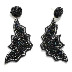 Pendientes de Murciélago de Halloween con Cuentas de Semillas Bordadas, Pendientes de Halloween de Diseño con Cuentas de Semillas, Se Aceptan Diseños Personalizados - Product Image 1