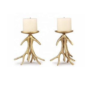 Bougeoir de modernisme en fonte d'aluminium solide lourd bougeoir en verre d'aluminium doré bougeoir fait main au prix de gros - Product Image 5