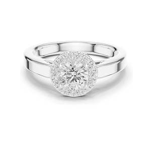 Bague de fiançailles halo avec diamant de laboratoire rond brillant de 0,818 carats, clarté VVS-VS EF, or 18 carats, 14 carats, 10 carats et argent 925, rose - Product Image 1