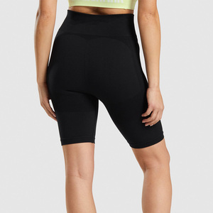 Short de motard taille haute pour femme Options de personnalisation Short d'entraînement de gymnastique OEM Logo impression bouton fleur soutien de marque privée - Product Image 2