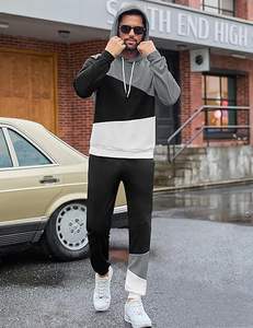Ensemble de survêtement pour homme 2 pièces, sweat-shirt et pantalon de survêtement athlétique à blocs de couleur, sweat-shirt décontracté, jogging, ensemble de pantalons de survêtement pour homme - Product Image 5