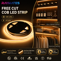 Bande LED COB UL 24V à découpe libre, 528 LED, 8 mm, flexible, sans points lumineux, dimmable, pour armoire et plafond