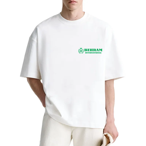 T-shirt pour homme 100% coton, qualité luxe, col rond côtelé, coupe oversize, manches classiques, écologique, respirant, streetwear, uni - Product Image 2