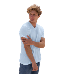 <b>Men</b> Sky Blue 100% Luxury Organic Cotton <b>V</b> <b>Neck</b> <b>T</b> <b>Shirt</b> Pre Shrunk Premium Short Sleeve Breathable Fit Tee - Product Image 5