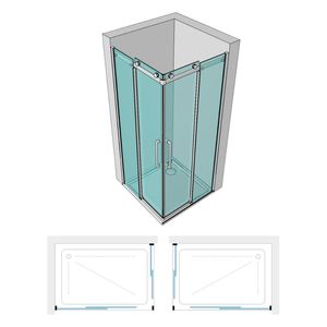 X Box doccia angolo porta scorrevole con fiore BMA922 8mm dimensioni 90x90x200h regolabile categoria di prodotto porte doccia - Product Image 3