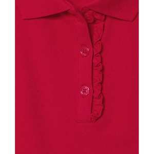 เครื่องแบบนักเรียนโปโลยืดได้สำหรับเด็กผู้หญิงสีแดงแพ็ก4ชิ้นเครื่องแบบมีระบาย - Product Image 2